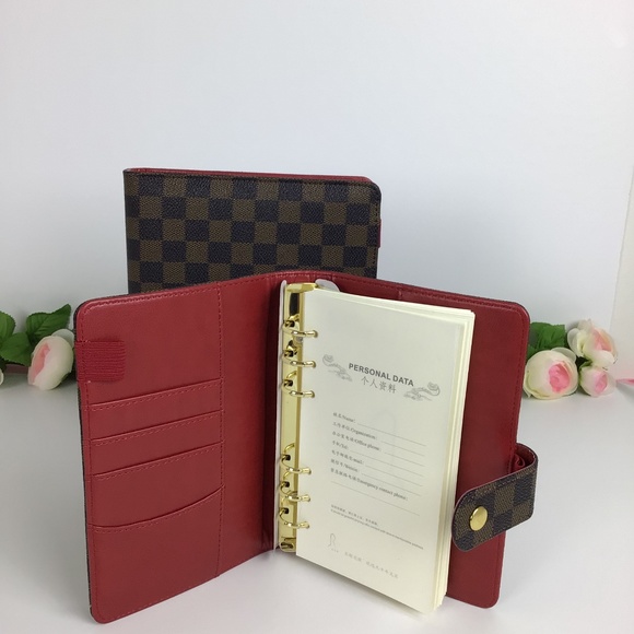 SOLD! A5 A6 Brown Red | Gold-tone 6-Ring Binder | Agenda | Planner 2pc Set - Picture 4 of 12